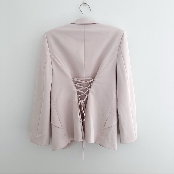 White House Black Market Fluid Editor Blazer - Pink Lace Up Back - Picture 10 of 11